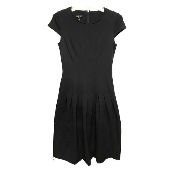Escada Dresses & Skirts - Escada‎ Short Sleeve Pleated Fit & Flare Dress Size 34 Black Knee Length Ponte